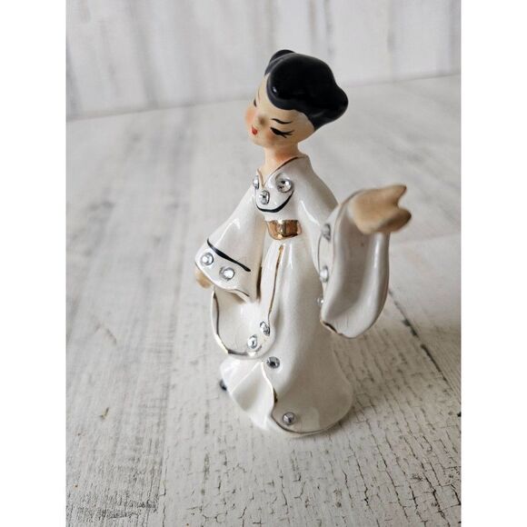 Lefton dancing geisha girl vintage statue‎ figurine rhinestone Japanese Chinese - Picture 2 of 8